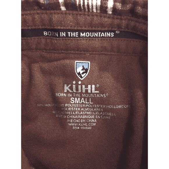 Kuhl Fugitive Flannel Mens Small Plaid Long Sleeve Shirt Brown Button Pocket - Picture 6 of 12